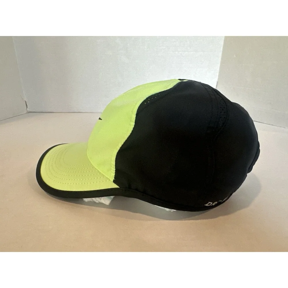 Nike Featherlight Dri Fit Hat Baseball Lime Black Adjustable One Size Running